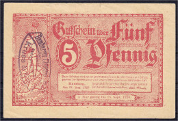 Gesellschaft Für Gutschein-Reklame E.G.m.b.H., 5 Pfg. 12.8.1920 - 15.9.1920. Kl. Einriss, Sonst II, Selten. Tieste 2765. - [11] Local Banknote Issues