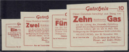 Städt. Gas-, Wasser- Und Elektr.-Werke, 4 Scheine Zu 1, 2, 5 U. 10 Cbm Gas 30.11.1923. Wz. GS-Muster. I-II. Müller E. 24 - [11] Local Banknote Issues