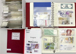 Enorme Sammlung Von Hunderten Testgeld- Und Werbescheinen Im Karton. Augenscheinlich Alle Bekannten Hersteller Vorhanden - Collections & Lots