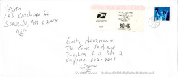 L71686 - USA - 2001 - 34¢ Liberty MiF A LpBf SOMERVILLE, MA -> TOYOHIRA (Japan), M "Nachtraeglich Entwertet"-Stpl - Cartas & Documentos