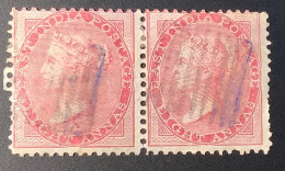 India 1865 SG 65 = 190£++ 8a Carmine Pair With Rare Variety Shifted Elefant Wmk F-VF With Scarce Pmk (Queen Victoria - 1858-79 Crown Colony