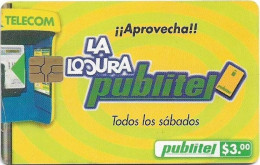 El Salvador - Publitel (Chip) - Aprovecha!! La Locura Publitel, Chip Gem5 Red, 2001, 3$, Used - Salvador