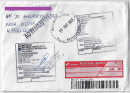 Brazil 2023 Registered Cover Sent From Biguaçu To Nova Viçosa Agency Posto Da Mata Returned To Sender Service Cancel - Lettres & Documents