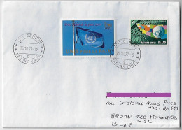 United Nations 2021 Cover Sent From Geneve To Florianópolis Brazil 2 Stamp Electronic Sorting Mark - Covers & Documents