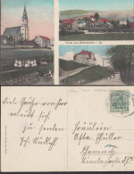 Bärenwalde Gruss Aus.. 3 Ansichten Kirche Bahnhof, Bahnpostst. Wilkau - Wilzschhaus 1913 - Crinitzberg