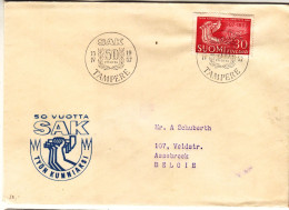 Finlande - Lettre De 1957 - Oblit Tampere - Valeur 4 Euros - - Lettres & Documents