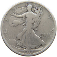 UNITED STATES OF AMERICA 1/2 DOLLAR 1918 LIBERTY WALKING #a082 0061 - 1916-1947: Liberty Walking