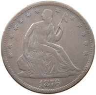 UNITED STATES OF AMERICA HALF 1/2 DOLLAR 1876 S SEATED LIBERTY #t127 0353 - 1839-1891: Seated Liberty (Libertà Seduta)