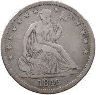 UNITED STATES OF AMERICA HALF 1/2 DOLLAR 1843 O SEATED LIBERTY #t127 0363 - 1839-1891: Seated Liberty
