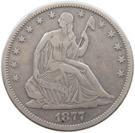 UNITED STATES OF AMERICA HALF 1/2 DOLLAR 1877 CC SEATED LIBERTY #t127 0357 - 1839-1891: Seated Liberty