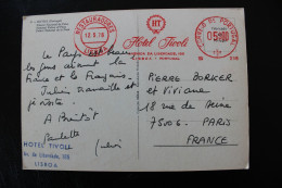 12/5/1976 EMA HOTEL TIVOLI LISBONNE +CACHET HOTEL TIVOLI POUR PARIS CP SINTRA  PALACIO NACIONAL DA PENA TB - Máquinas Franqueo (EMA)