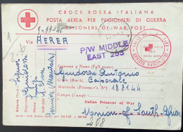 Sermide 1945Italian POW MIDDLE EAST South Africa+censored+crosse Rossa Prigionieri Di Guerra (WW2 War Italia Croix Rouge - Marcophilia
