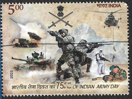 India 2023 Army,Helicopter,Arjun Tank MK III,Gun,Sword,Sniper,Paratroopers,Rocket, War Used PEN Cancelled, Inde Indien - Gebruikt