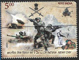 India 2023 Army,Helicopter,Arjun Tank MK III,Gun,Sword,Sniper,Paratroopers,Rocket, War Used PEN Cancelled, Inde Indien - Usados