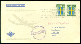 Nederland 1956 KLM 1e Vlucht Met Zweedse Post Amsterdam-Ankara VH A 470c - Lettres & Documents