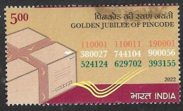 India 2022 Golden Jubilee Of PIN Code ,ZIP Code, Pincode ,Number, Postal, Used (**) Inde Indien - Used Stamps
