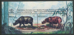 Indonesia:Unused Block Rhinoceroses, WWF, 1996, MNH - Rhinoceros