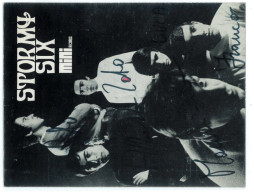 P2086 - MUSICA, CARTONCINO PUBBLICITARIO PER IL GRUPPO ROCK, STORMY SIX, FIRME AUTOGRAFE!!!! INSOLITO!!!!! - Chanteurs & Musiciens