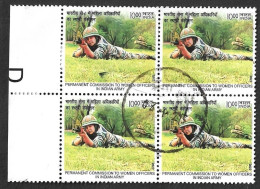 India 2022 Permanent Commission To Women Officers In Indian Army, Military, Gun, Helmate, 4v Block Used (**) Inde Indien - Used Stamps