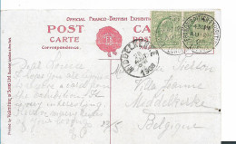 GBE044 / GROSSBRITANNIEN - Brit. Exhibition 1908. Offizielle Karte Mit Entsprechendem Stempel - Storia Postale