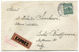 CZECHOSLAVKIA 1936 Express Cover With 2 Kc. Pernštyn Single Franking.  Michel 288 - Lettres & Documents