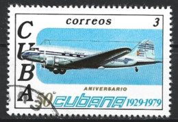 Cuba 1979. Scott #2285 (U) Cubana Airlines, 50th Anniv. Douglas DC-3 - Oblitérés