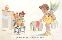 Themes Div Ref UU37-illustrateurs-enfants -illustrateur Janser -mariage Poupée ; Elephant Et Ours En Peluche -teddy Bear - Janser