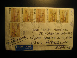 MONACO 2023 To Barcelona Spain 6 Stamps Rue Des Spelugues (1988) On Cancel Cover - Lettres & Documents