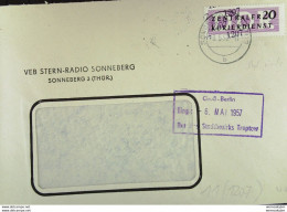 DDR: ZKD-Brief Mit 20 Pf EF Vom  VEB Sternradio Sonneberg 3 (Thür.) Vom 3.5.57 Nach Groß-Berlin Knr: B 11 (1207) - Central Mail Service