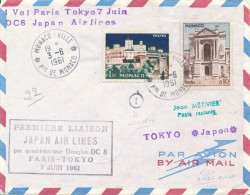 1961 Monaco Lettre Avion  > TOKYO Japon Premier Vol Douglas DC8 JAPAN Air Lines 7/6/61 - TARIF EXACT à 1.10 F - Cartas & Documentos