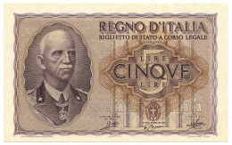 5 LIRE BIGLIETTO DI STATO VITTORIO EMANUELE III FASCIO 1940 XVIII FDS-/FDS - Sonstige