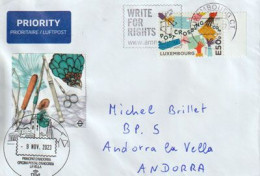 2022: Amnesty International Luxembourg "Write For Rights" (Postcrossing) Letter Luxemburg To Andorra (Principat) - Covers & Documents