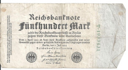 ALLEMAGNE 500 MARK 1922 VF P 74 - 500 Mark