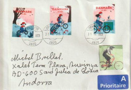 2023. Denmark: Cycling Everywhere! Letter Denmark To Andorra (Principat) With Illustrated Arrival Postmark At The Back - Cartas & Documentos