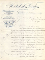 Lettre En-tête Hôtel Des Vosges à Gérardmer P.Montémont Propriétaire En 1912 - Straßenhandel Und Kleingewerbe