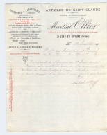 Lettre En-tête Tournerie Tabletterie Martial Ollier à St Jean En Royans Drôme Articles De St Claude En 1910 - Ambachten