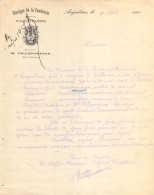 Lettre En-tête De La Musique De La Poudrerie Nationale D'Angoulême Direction M.Villepontoux En 1910 - Old Professions