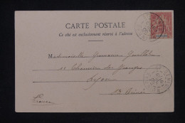 RÉUNION - Affranchissement Type Groupe  De St Denis Sur Carte Postale Pour Lyon En 1905 - L 148321 - Lettres & Documents