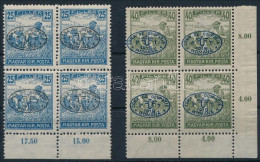 **, * Debrecen I. 1919 Arató 25f és 40f Négyestömb / Mi 21, 24 Blocks Of 4. Signed: Bodor - Andere & Zonder Classificatie