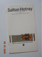 Salton Hotray: Gourmet Recipe Booklet And Operating Instructions For Trays And Tables - Nordamerika