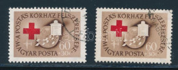 O 1957 Postás Kórház 60f Lecsúszott Vöröskereszttel + Támpéldány - Autres & Non Classés