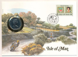 Man-sziget 1984. 10p Cu-Ni Felbélyegzett Borítékban, Bélyegzéssel, Német Nyelvű Leírással T:UNC Isle Of Man 1984. 10 Pen - Non Classés