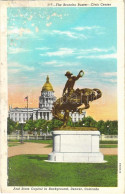 ** T3/T4 Denver (Colorado), The Broncho Buster, Civic Center, And State Capitol In Background (wet Damage) - Non Classificati