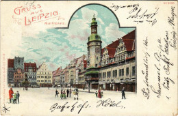 T2/T3 1901 Leipzig, Marktplatz / Market Square. Bruno Bürger & Ottillie Lith. Anst. (EK) - Non Classés