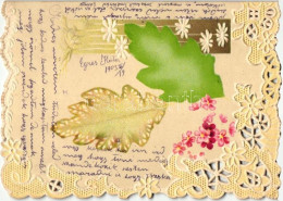 T2/T3 Dombornyomású Művészlap Csipkemintás Szélekkel / Emb. Art Postcard, Embroidery Style (12,2 Cm X 8,8 Cm) (EK) - Ohne Zuordnung