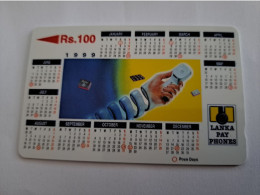 SRI LANKA RS 100 LANKA PAY PHONES / CALENDAR  1999 /  MINT /SERIE NO 38SRLC    **15736 ** - Sri Lanka (Ceylon)