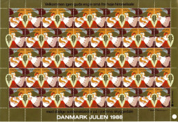 Denmark; Christmas Seals.  Full Sheet 1988;  MNH(**) - Hojas Completas