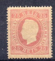 MONK714 - PORTOGALLO 1870, 25 R. Unificato  N. 40a  Linguella Dent 14 Nuovo ** (ristampa?) - Neufs