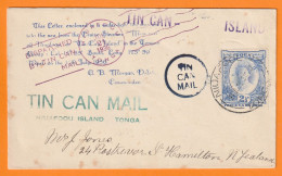 1936 - TIN CAN MAIL - Cover From Niuafoou, Toga To Hamilton, New Zealand - 2 1/2 D Stamp - Tonga (...-1970)
