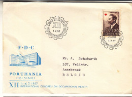 Finlande - Lettre De 1957 - Oblit Helsinki - Croix Rouge - - Briefe U. Dokumente